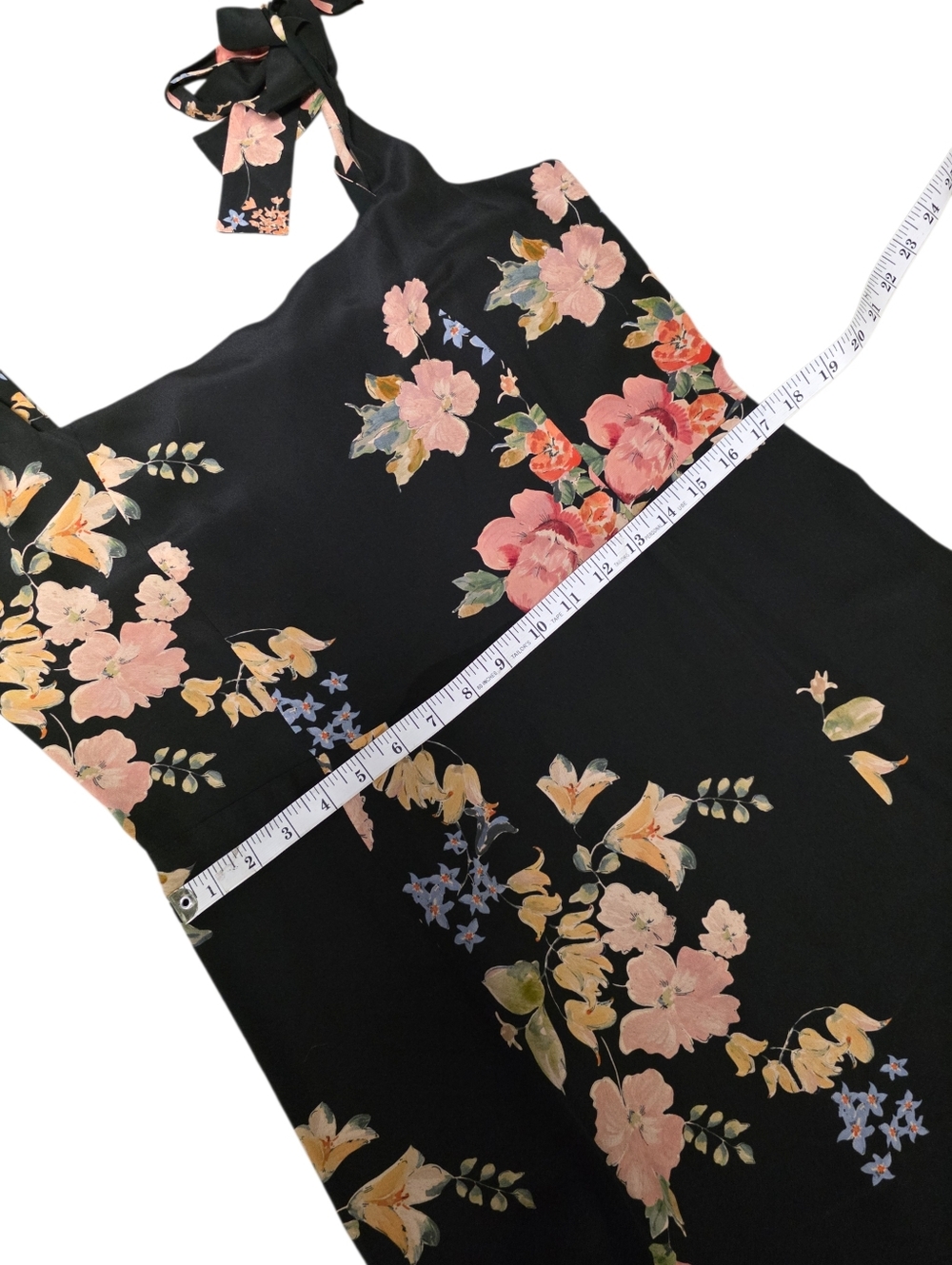 Sézane Dorotha Dress in Calvi Floral Black Pink Midi 100% Silk– Size EU 44/12 US - Picture 11 of 14